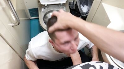 On the train took me to the toilet and fucked me in the mouth