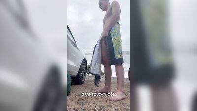 Naked and Hard on a Public Beach (Cumshot at the End)