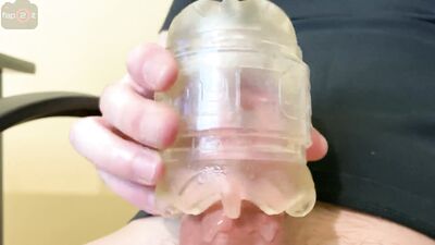 Guy Cumming twice with Fleshlight while Dirty Talking and Moaning - Close up Big Dick Orgasm - 4K