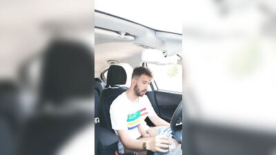 Jerking off my huge cock in a public car park