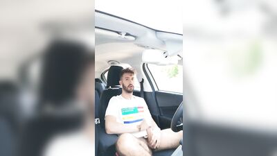 Jerking off my huge cock in a public car park