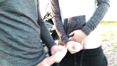 Offroading and unloading with stranger. Huge cumshot