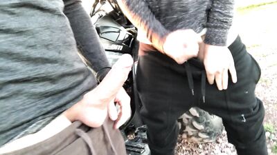 Offroading and unloading with stranger. Huge cumshot