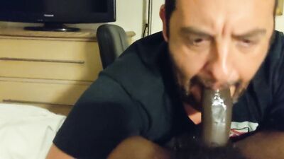 Sleazy Faggot Worshipping That Louisville Slugger Black Cock Like A Boss