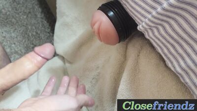 Best Friends Fuck the Fleshlight Together - Using Cum as Lube