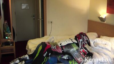 Ficht in motocross gear over who is going to be the bottom