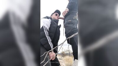 outdoor blow job and cum swallowing