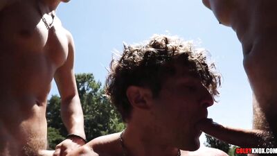 Tight Cowboy Calvin Banks gets SPITROASTED by his Frat Bros Drake Von and Colby Chambers