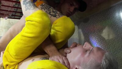 Older stepbrother fucked his friend's tight ass with his big dick