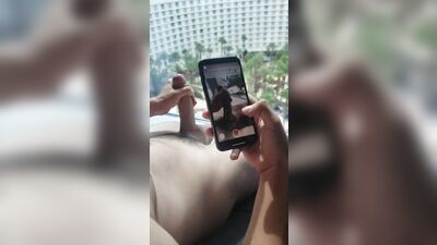 Snuck up on Hung teen BF Jacking Off in Hotel