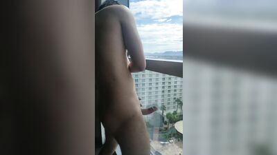 Snuck up on Hung teen BF Jacking Off in Hotel