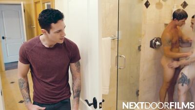 NextDoorFilms - Tatted Hunk Banged By 2 College Bros