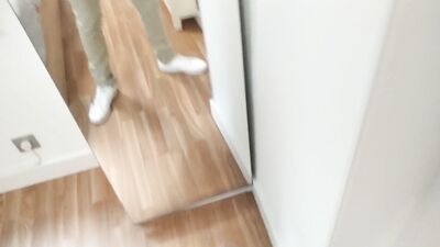 Amateur Man Jerking Big Cock Very Hard and Venous Before Meeting at Work