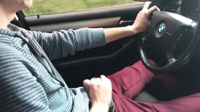 Little Chris jerks off driving us to Grandma's house