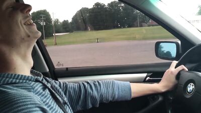 Little Chris jerks off driving us to Grandma's house