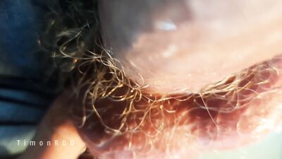 The guy cum profusely putting his fingers under the foreskin