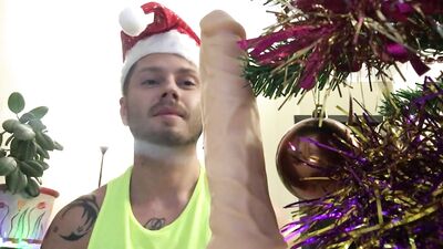 Huge Christmas Dick Gift POV blowjob from Santa. Massive cumshot
