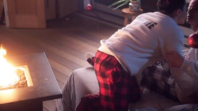 Asian boyfriends flip fucking outdoors, a Christmas treat.