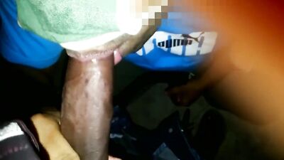 Two juicy teen cocks in my mouth & eating creamy cum at night