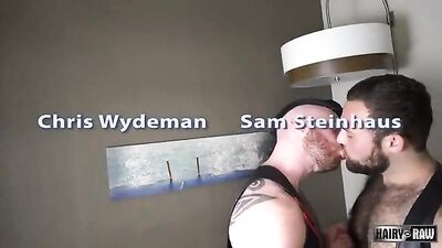 Rough Bear Domination: Two Furry Beasts and a Sissy Suck Dick in a Leather Hotel Room