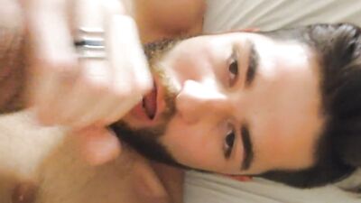 Hairy Guy Sucks Himself Off in Bed