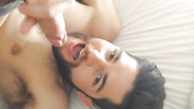 Hairy Guy Sucks Himself Off in Bed