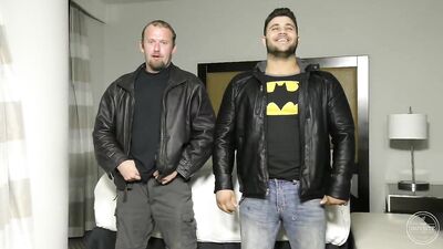 Gay Bear and Chubby Taking Turns Sucking and Fucking Each Other in Their Big Cocks - Leather Jackets Optional
