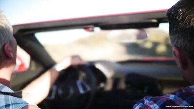 Two Mechanic Lovers Heat Up Their Convertible in the Parking Lot