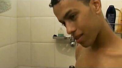 Tunisian Teen Beur in the Hottest Shower ever, Arabic boy fucked hard in doggy style anal penetration.