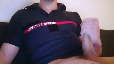 Firefighter Safe-Cracker Strokes His Cock on Webcam