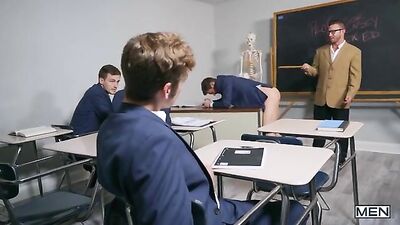 The Perfect Lesson - Aaron London, Grant Ryan and Johnny Rapid in the Science Classroom