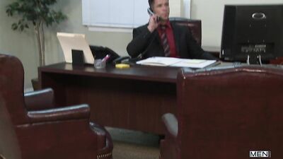 Office Affairs: Trenton Ducati Gives Blowjob to His Boss on the Couch for a Promotion