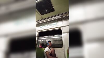 Asian Guy Jacking Off in the Metro - Exhibitionist Public Masturbation
