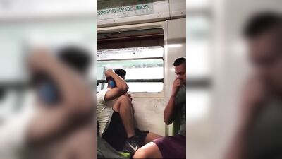 Asian Guy Jacking Off in the Metro - Exhibitionist Public Masturbation