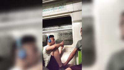 Asian Guy Jacking Off in the Metro - Exhibitionist Public Masturbation