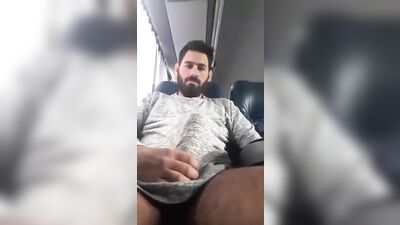 Mature Bearded Man Busts a Nut on the Bus in this XXX Porn Video!