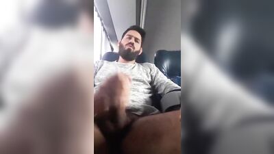 Mature Bearded Man Busts a Nut on the Bus in this XXX Porn Video!