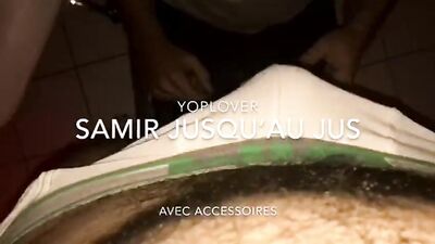 Pumping Samirs Load Under Poppers with Mouth Gag - Yoplover