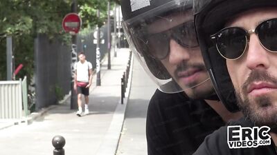 Gay Street Hook-up Turns Into Cozy Threesome or French Frisky Exhibitionists Invited to Gay Plan Cul Games in Paris Streets