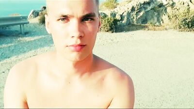 Beach Bumming and Jerking Off with a Young Blonde Guy on the Sandy Shore - Right Next to a Busy Highway