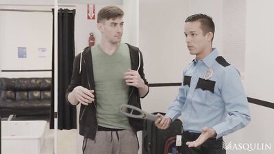 Anal Examination: Airport Security Officer Jack Hunter Gets Plugged By Passengers Metal Dildo