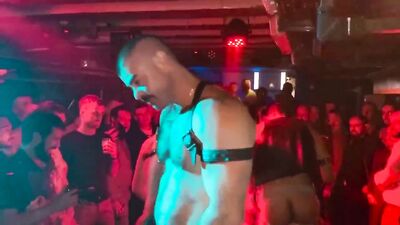 Gay Night Club Porn Party with Leather Bondage Gear - Hardcore Show in Front of Excited Crowd!