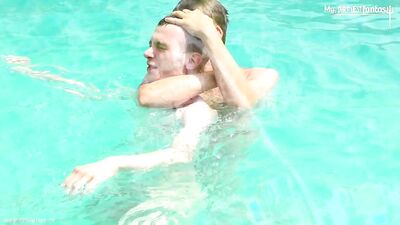 Fist-in-the-Pool Ordeal: Teen Boy d by Gay Porn Star in Public Swimming Pool!