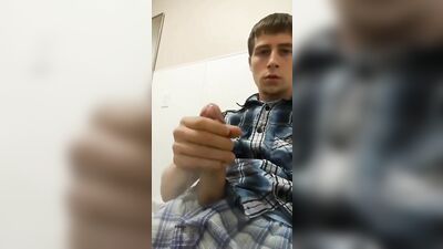 Young Gay Student Ejaculates without Hands