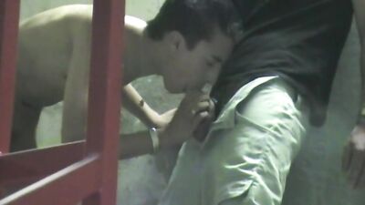 Young Arab Sucking the Dark-Skinned Stranger in the City Alley