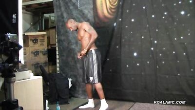 Black Muscle Hunk with Enormous Cock Gets Down and Dirty in Solo Bareback Scene!