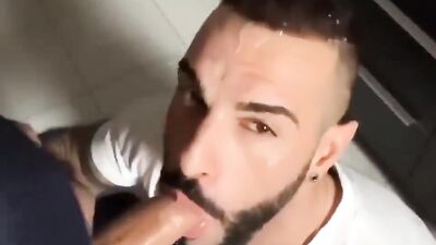 Gay Porn: A Hot Cum Swallowing Session with a Handsome Bearded Man
