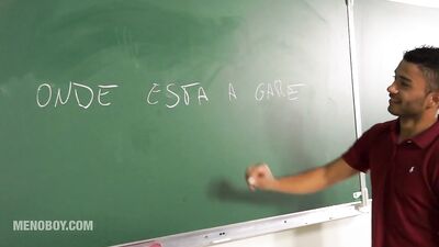 Gay Porn: Spanish Teachers Classroom Encounter with Student Goes Wild in English!
