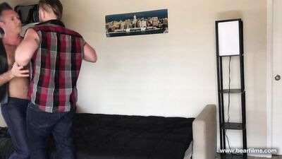 Straight to Gay: Silver Steele and Otto Samson in a Doggy-Style Double Penetration with Passive Leather Bottom