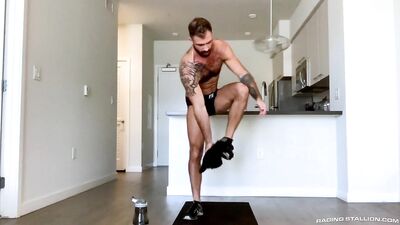 Jake Nicolas Squat and Blowjob Workout - RaggingStallion Velu Coach